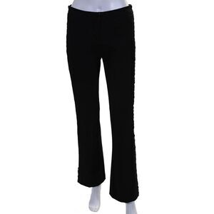 Biscote Women's Hook Closure Flat Front Straight Leg Dress Pants Black Size 38